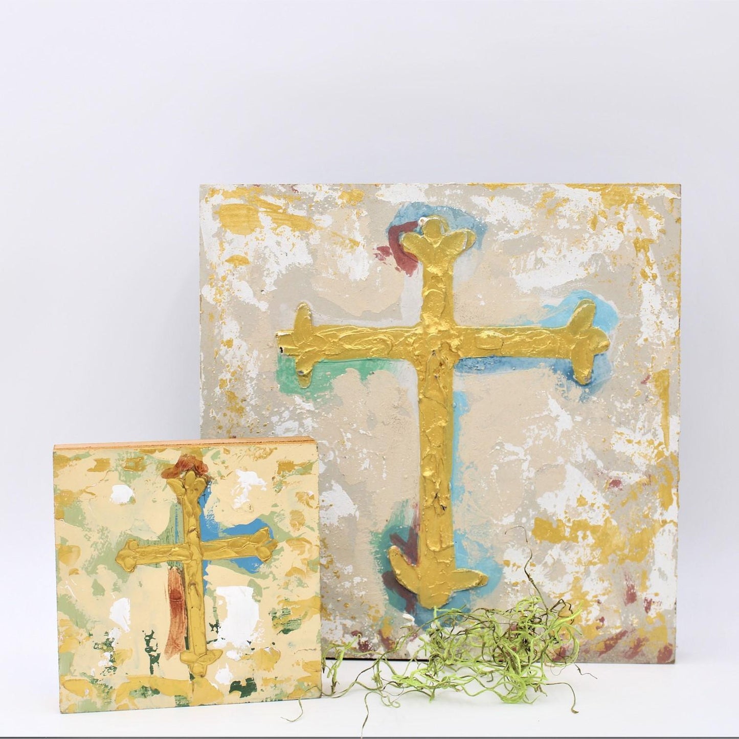 Handpainted Cross 6" Block
