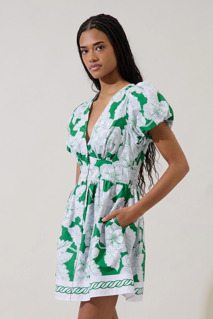 Kasina Button Down Mini Dress Renza Floral