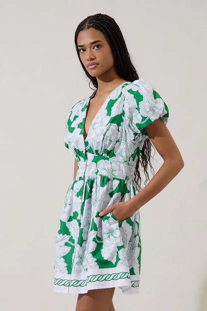 Kasina Button Down Mini Dress Renza Floral