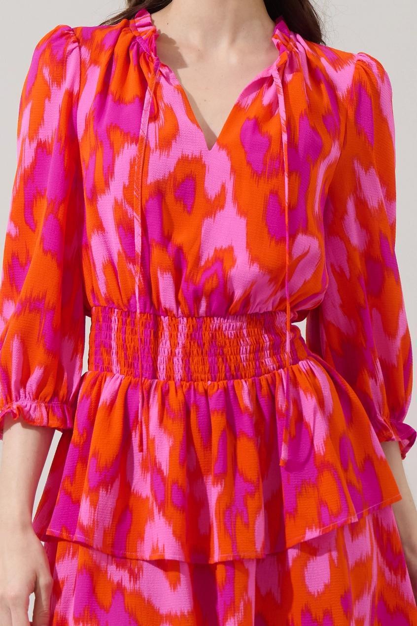 Charly Abstract Starla Smocked Tiered Mini Dress