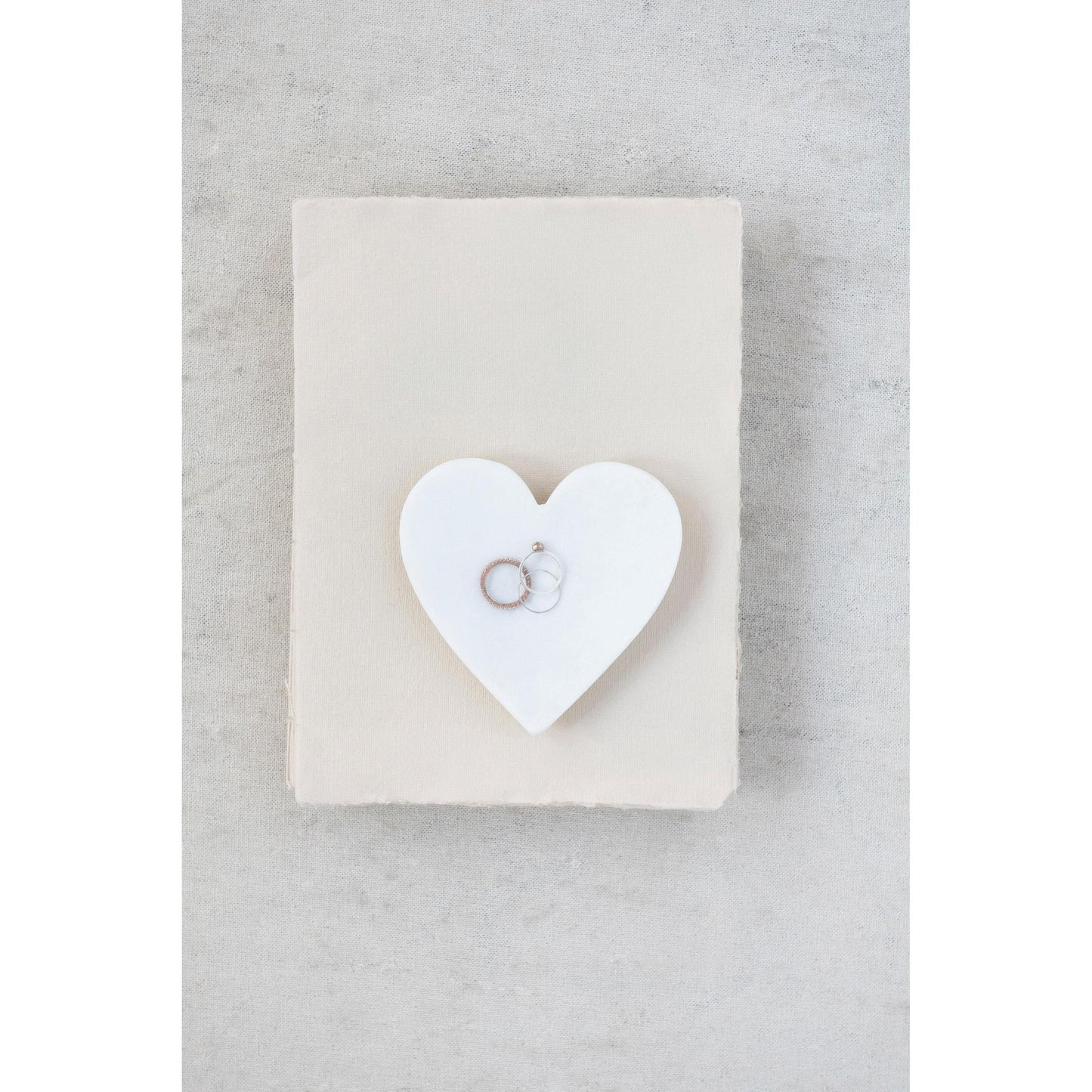 White Marble Heart Dish
