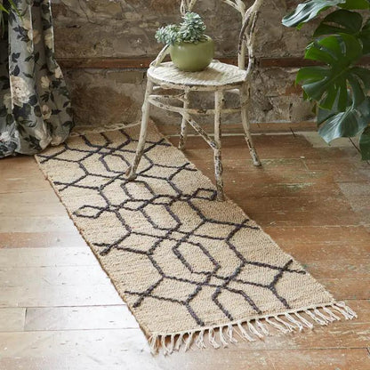 Jute and Cotton Diamond Embroidered Rug