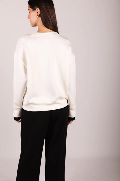 Color Layered Long Sleeve Round Neck Top