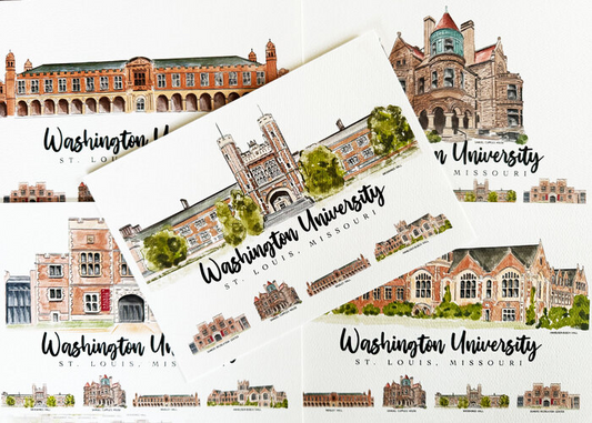 Campus Architectural Watercolors - 5x7 Flat Card Gift Pack