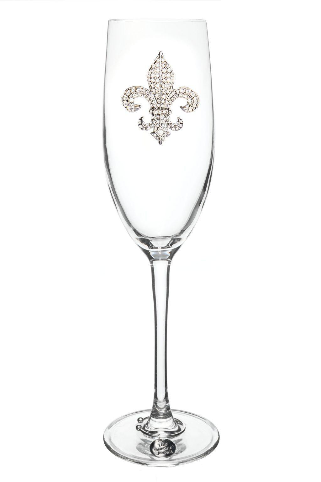 Diamond Fleur de Lis Jeweled Glass