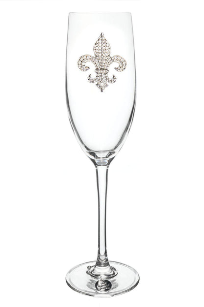 Diamond Fleur de Lis Jeweled Glass