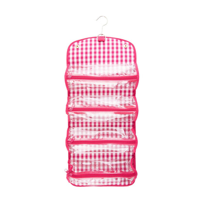 Gingham Roll Up Cosmetic Bag with Monogram