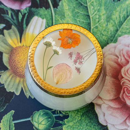 Apricot Rose Signature Pressed Floral Candle
