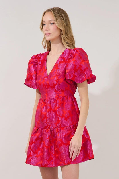 May Tiered Mini Dress Duson Jacquard