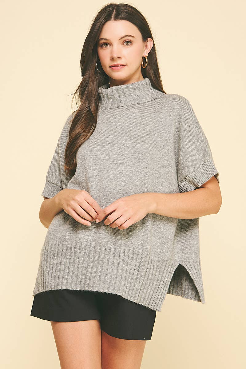 TURTLE NECK SHORT SLEEVE SWEATER