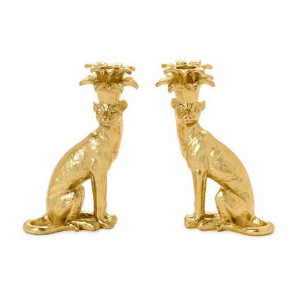 Gold Leopard Taper Candleholders