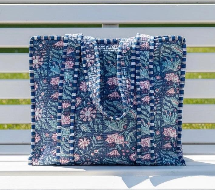 Quilted Zip-Close Tote Bag