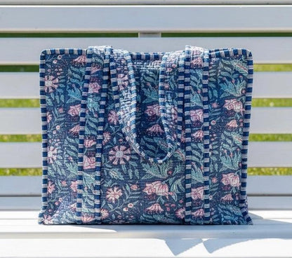 Quilted Zip-Close Tote Bag