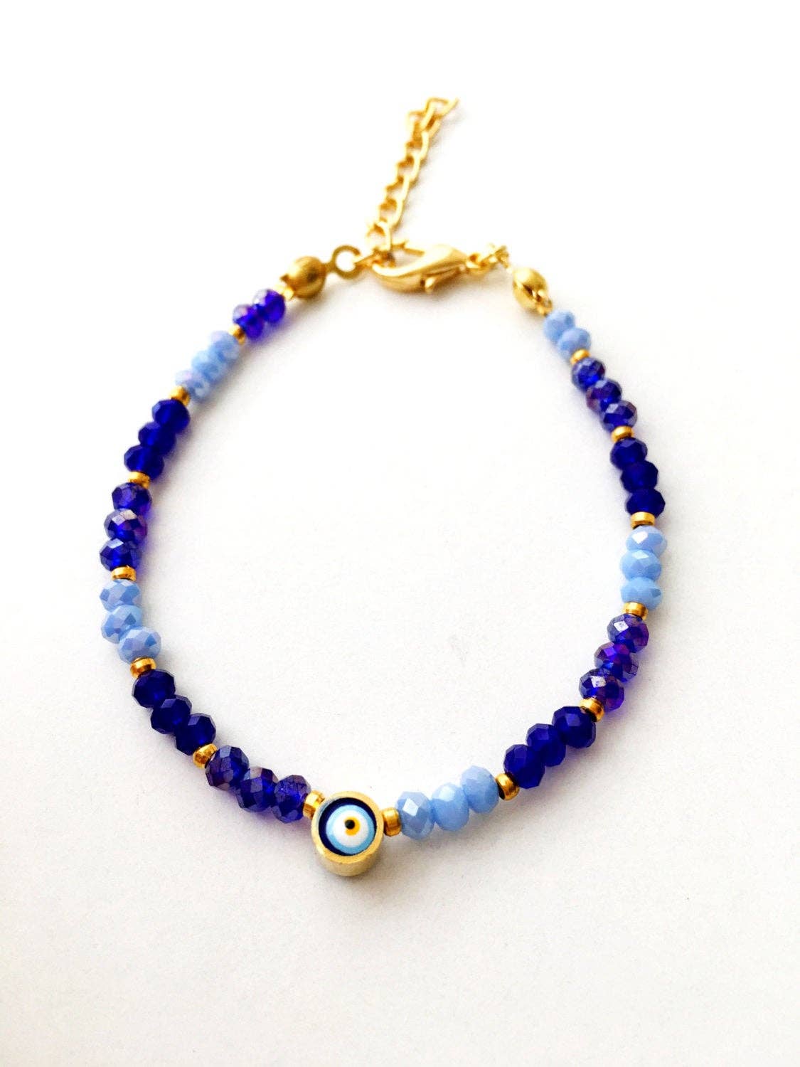 Blue Seed Beads Evil Eye Bracelet