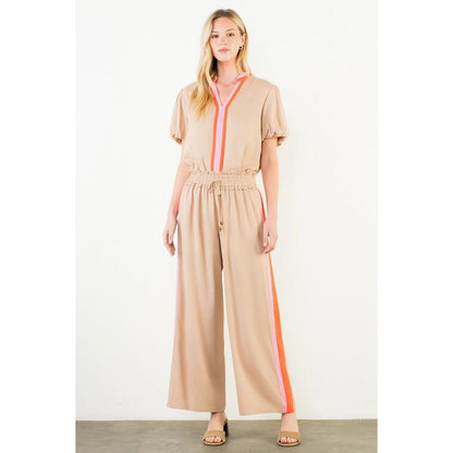 Stripe Detail Wide Leg Pants
