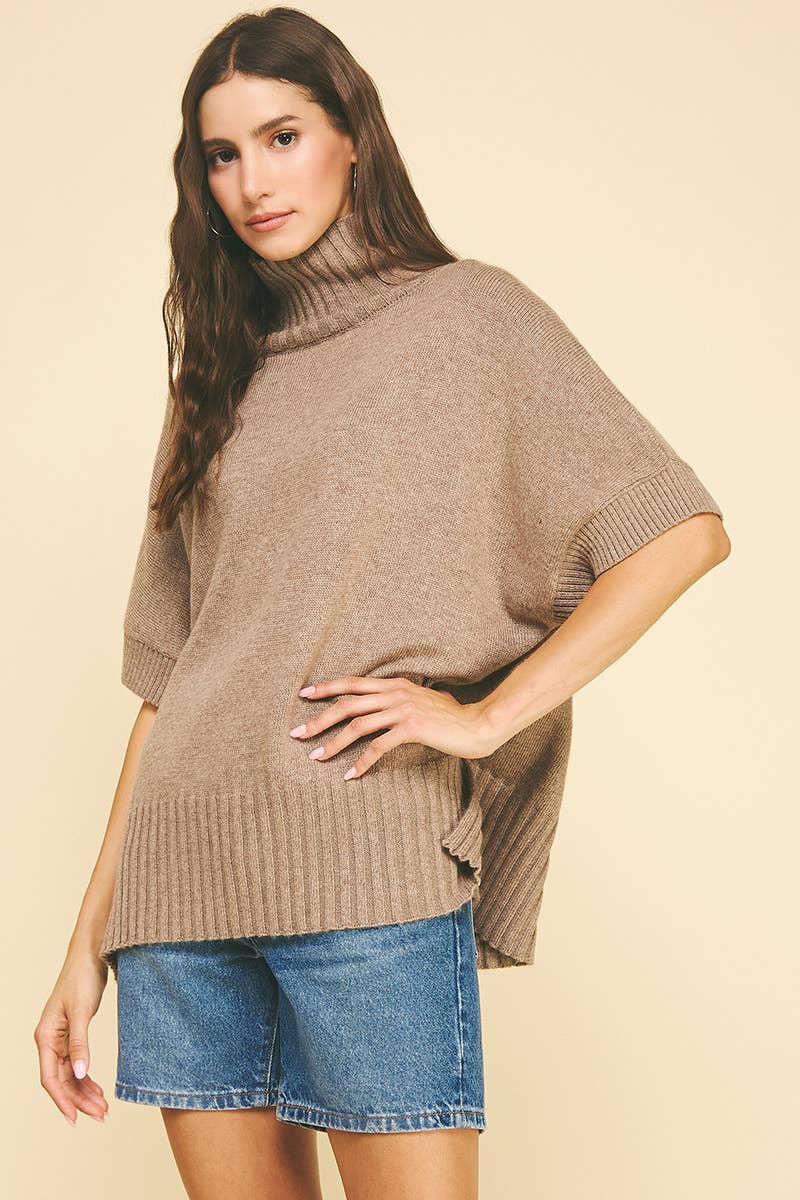 TURTLE NECK SHORT SLEEVE SWEATER