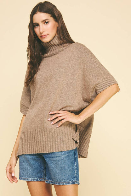 TURTLE NECK SHORT SLEEVE SWEATER