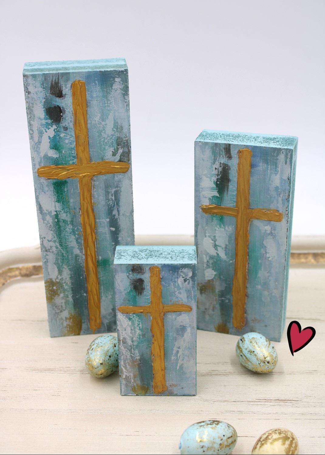 Handpainted Cross 2.5x6" Block