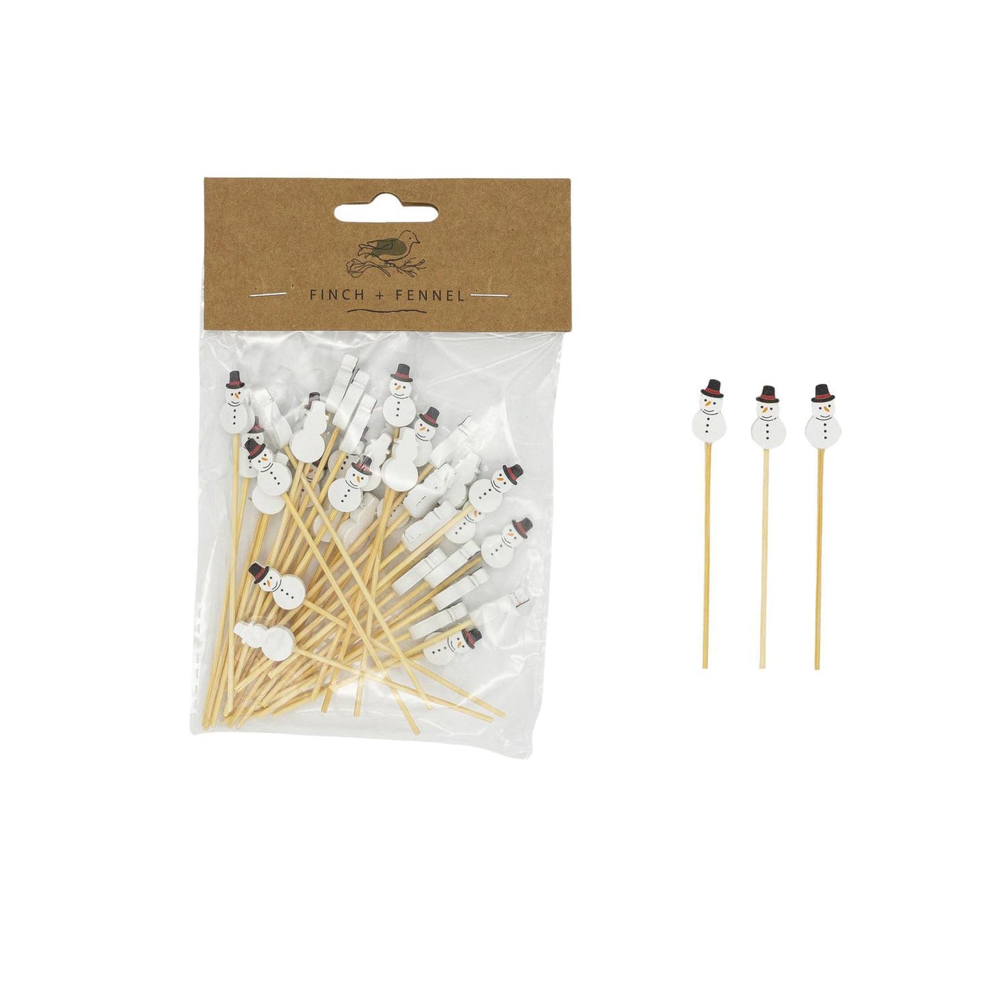 50 Snowman Bamboo Skewers