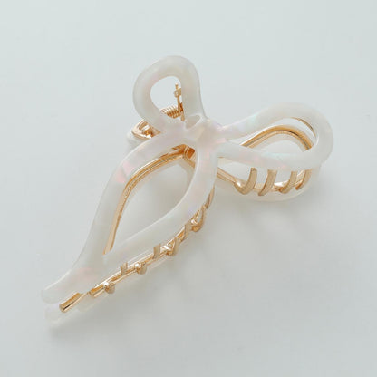 Metal Ribbon Bow Claw Clip