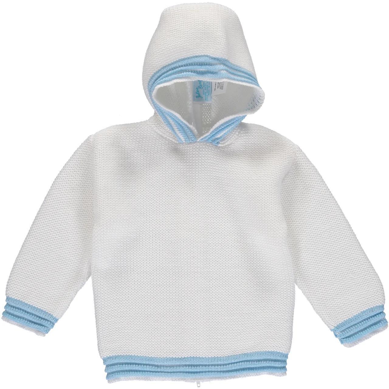 Monogrammed Knit Hooded Zip Back Sweater