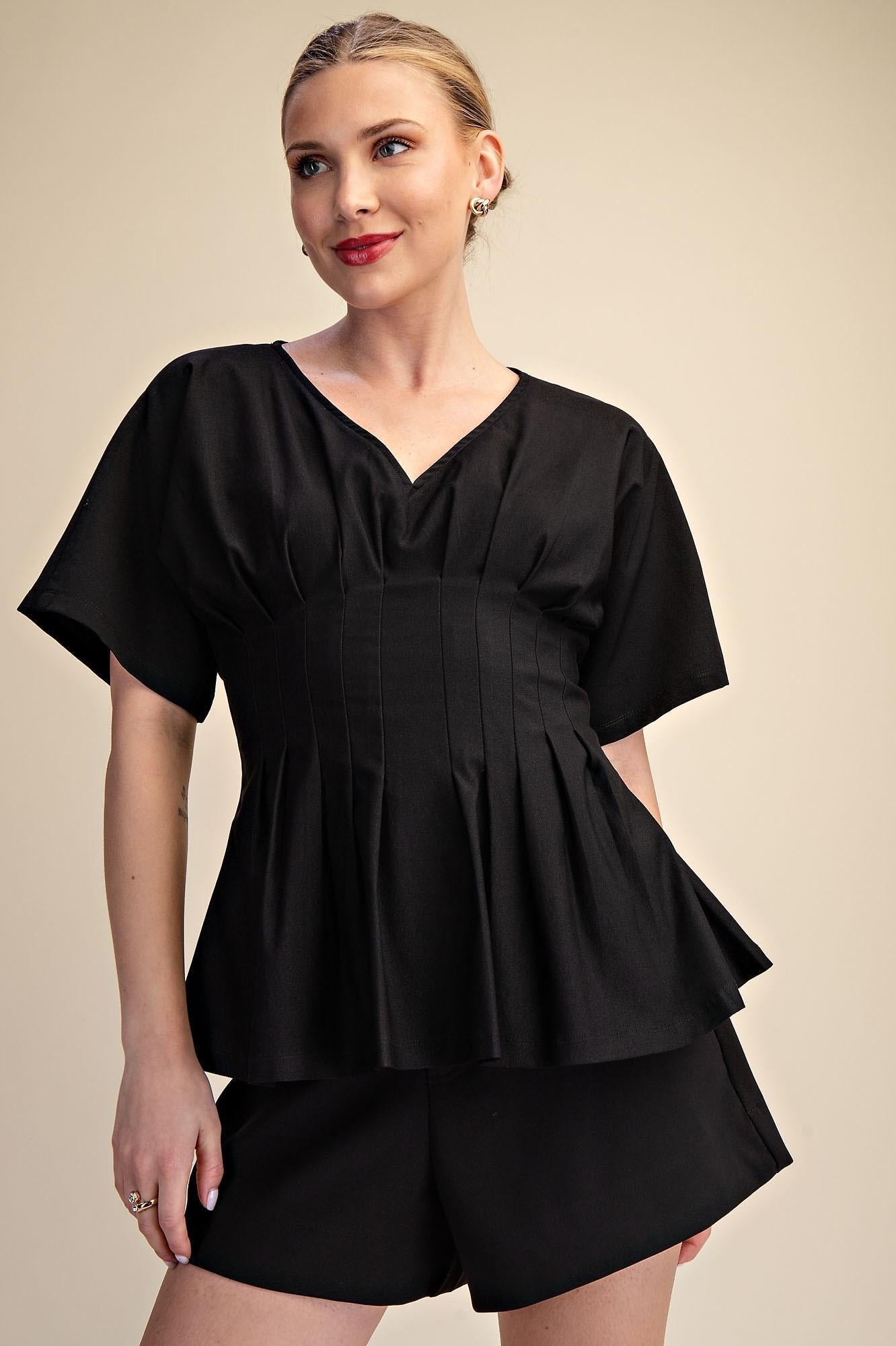 Pleated Peplum Top