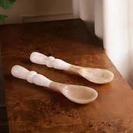 RESIN Alabaster Salad Servers
