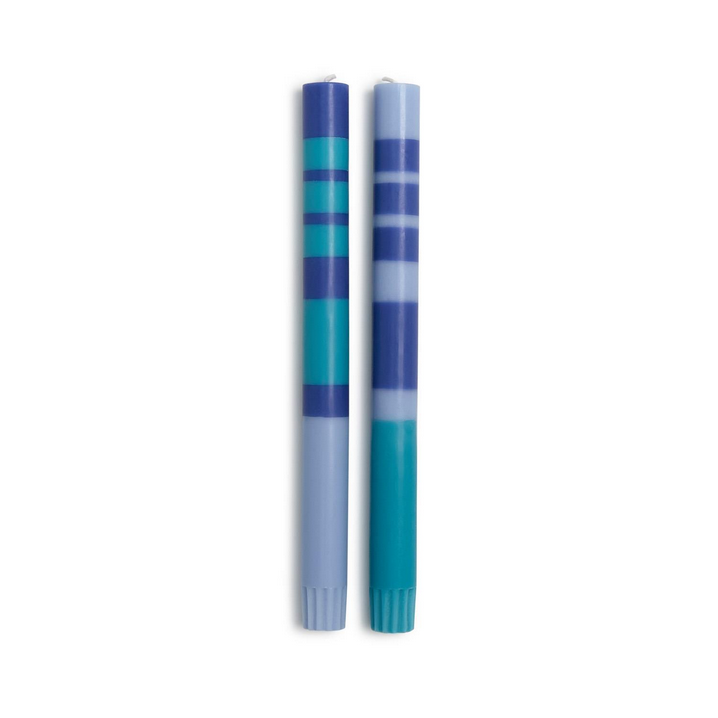 10" Stripe & Glow Taper Candles - Set/2