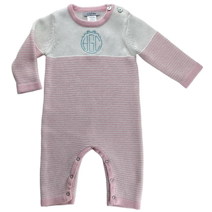 Seed Stitch Striped Cotton Onesie