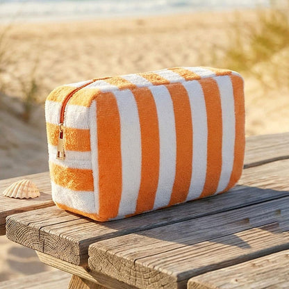 Striped Terry Cosmetic Bag w/ Monogram