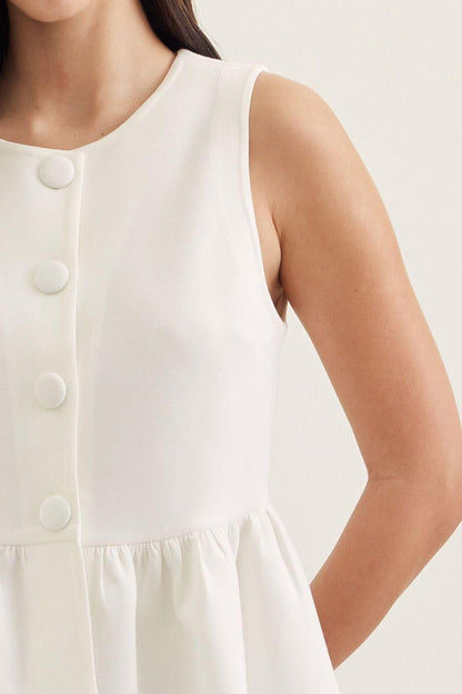 Sleeveless Peplum Button-Up Blouse