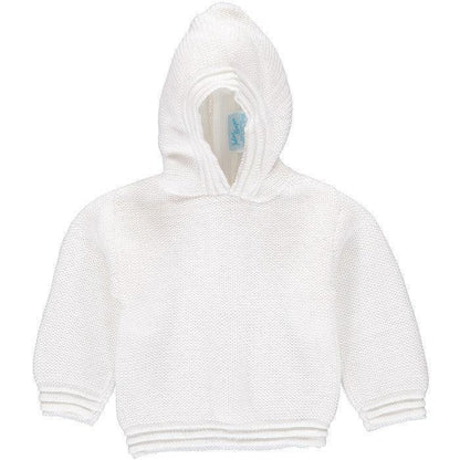 Monogrammed Knit Hooded Zip Back Sweater