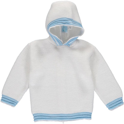 Monogrammed Knit Hooded Zip Back Sweater