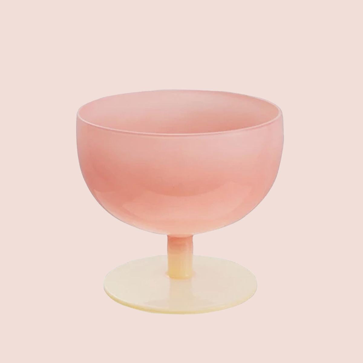 Wide Brim Pink Wine Glass