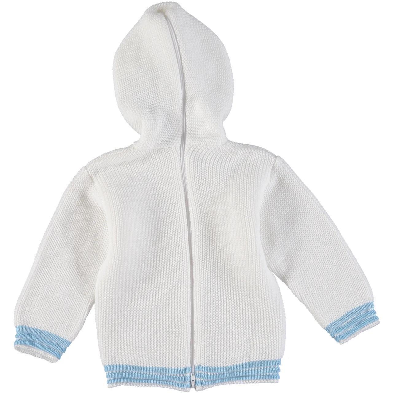 Monogrammed Knit Hooded Zip Back Sweater