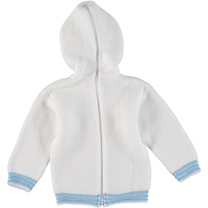 Monogrammed Knit Hooded Zip Back Sweater