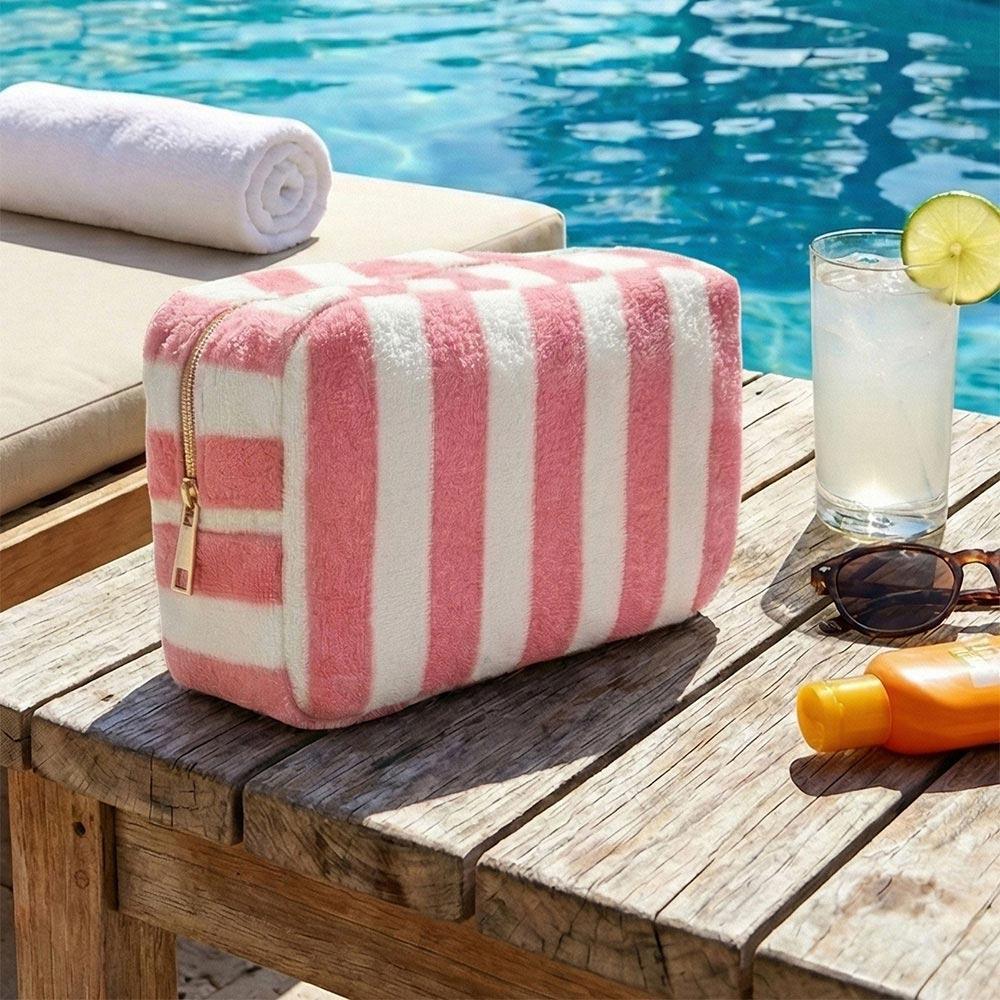 Striped Terry Cosmetic Bag w/ Monogram