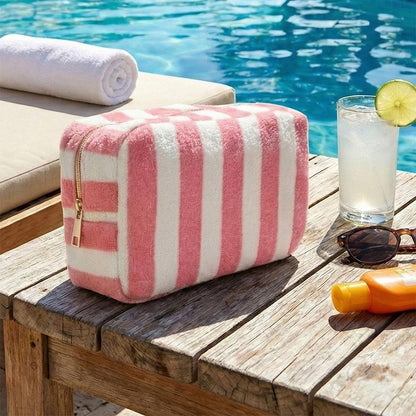Striped Terry Cosmetic Bag w/ Monogram