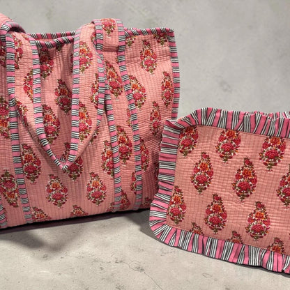 Quilted Zip-Close Tote Bag