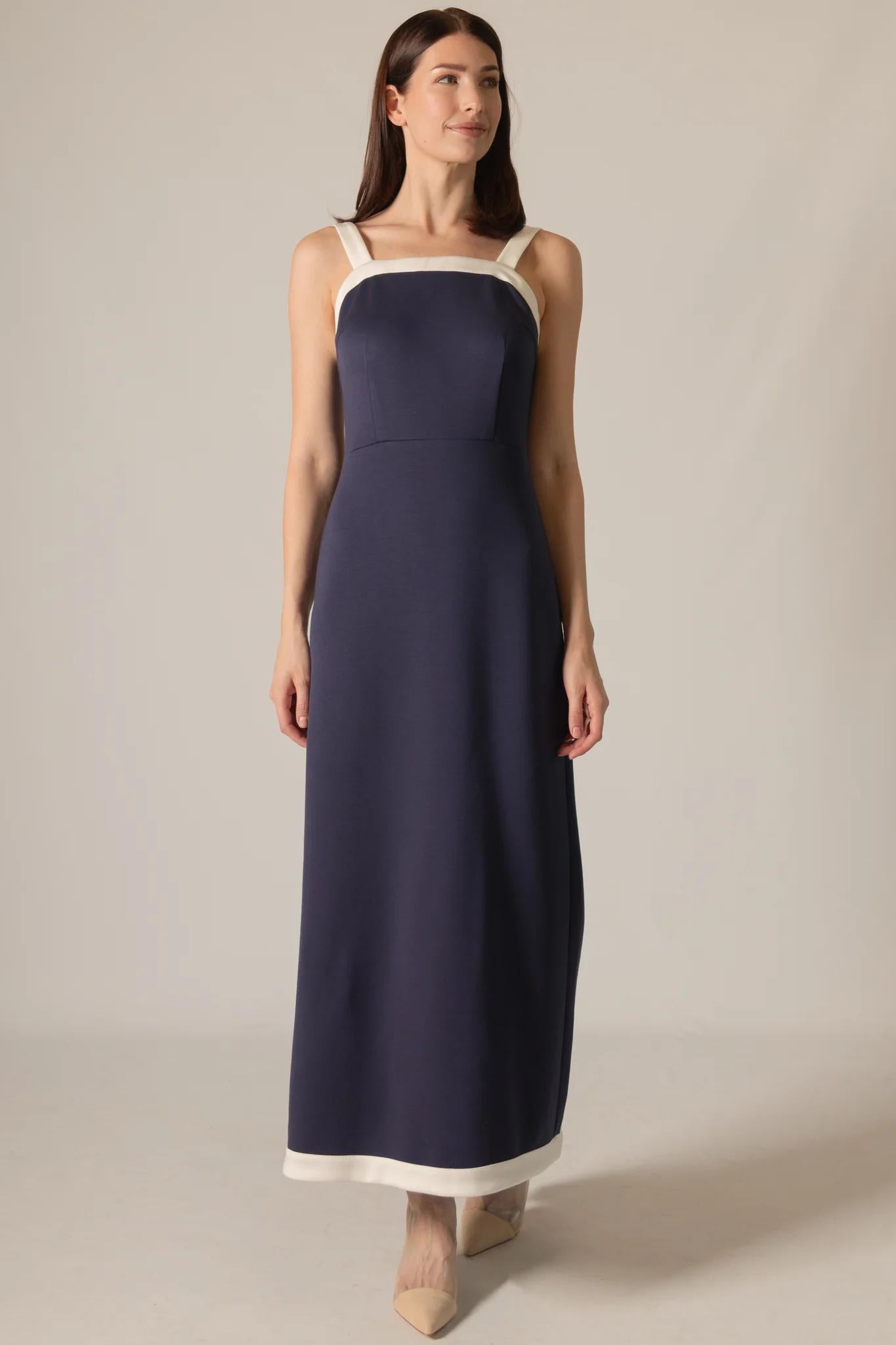 Contrast Border Fitted Maxi Dress