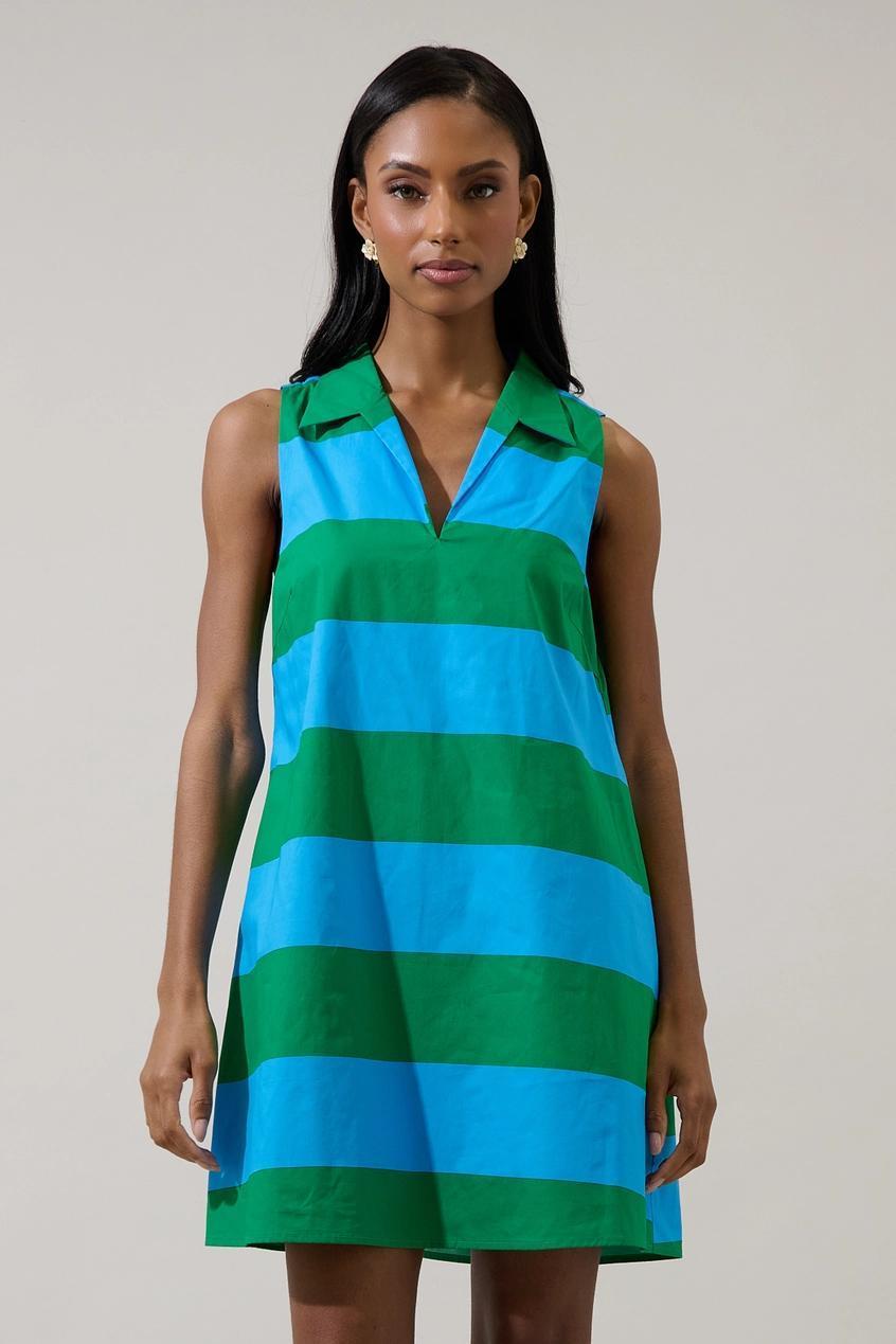 Lexya Collared Shift Mini Dress Valdy Stripe