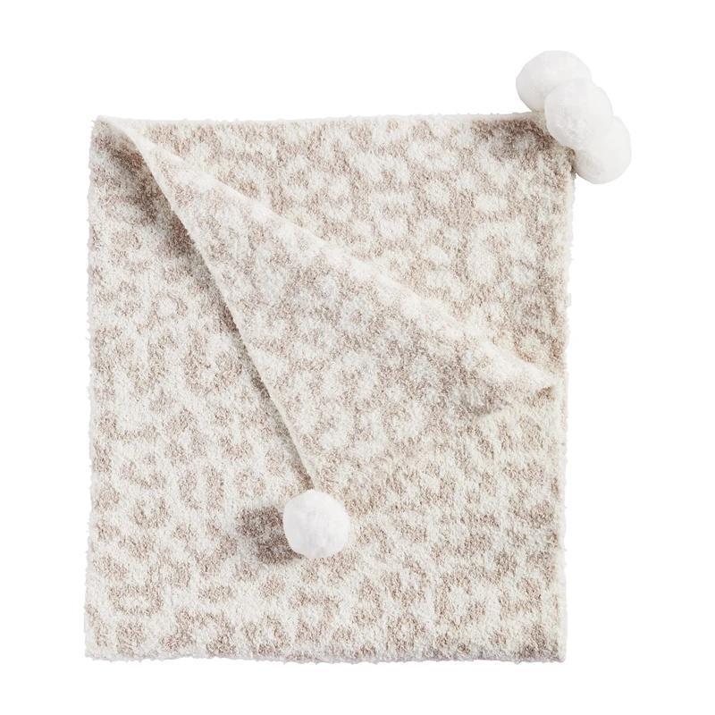 Chenille Baby Blanket with Pom-Poms