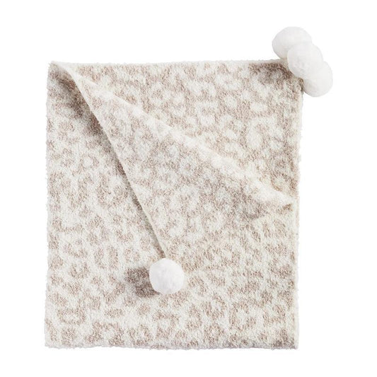 Chenille Baby Blanket with Pom-Poms