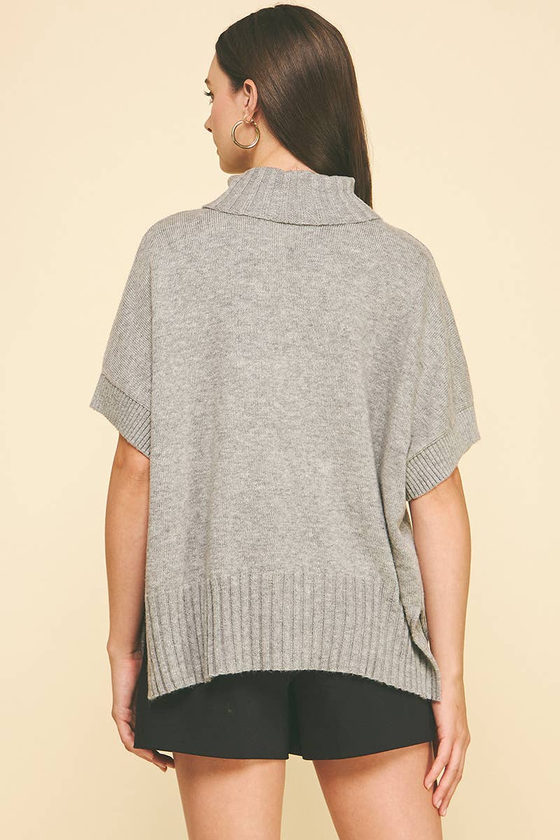 TURTLE NECK SHORT SLEEVE SWEATER