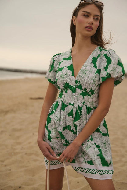 Kasina Button Down Mini Dress Renza Floral