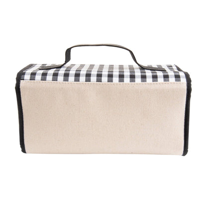 Gingham Roll Up Cosmetic Bag with Monogram