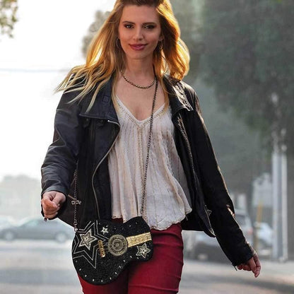 Superstar Beaded Guitar Crossbody Handbag