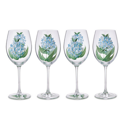 Hydrangea Hand-Painted Glassware