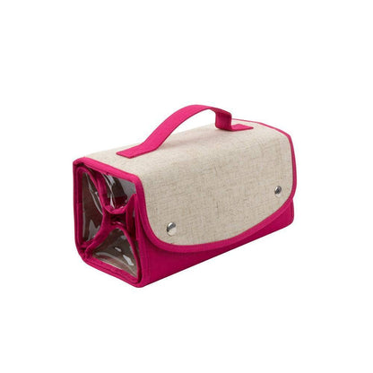 Linen Roll Up Cosmetic Bag with Monogram