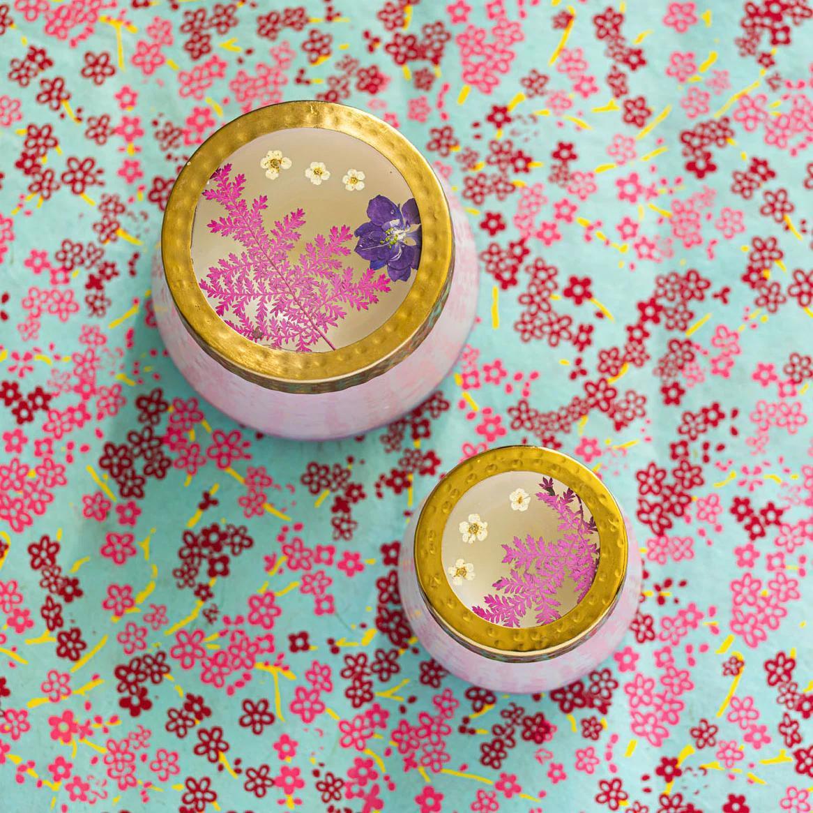 Blackberry + Coconut Petite Watercolor Pressed Floral Candle